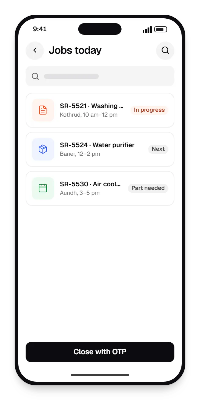 Consumer goods software technician app jobs today on a phone, with 3 entries