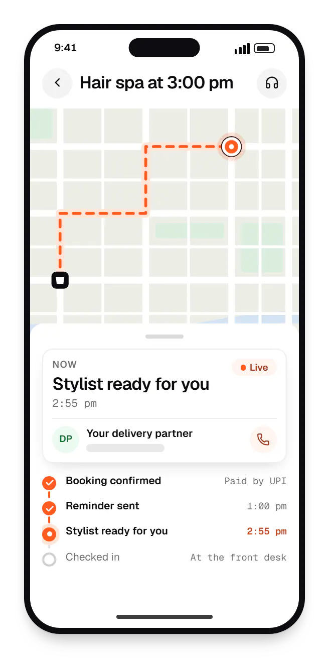 iOS app lock screen live activity order tracking on a phone, with live status steps