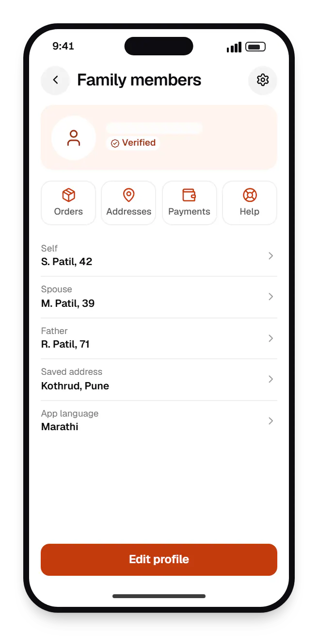UI/UX design profile on a phone, with account details